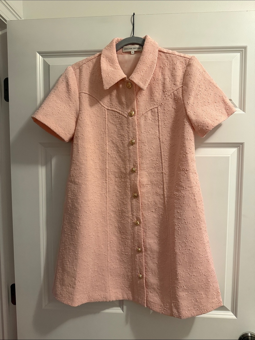 English Factory Light Pink Textured Button-Front Dress